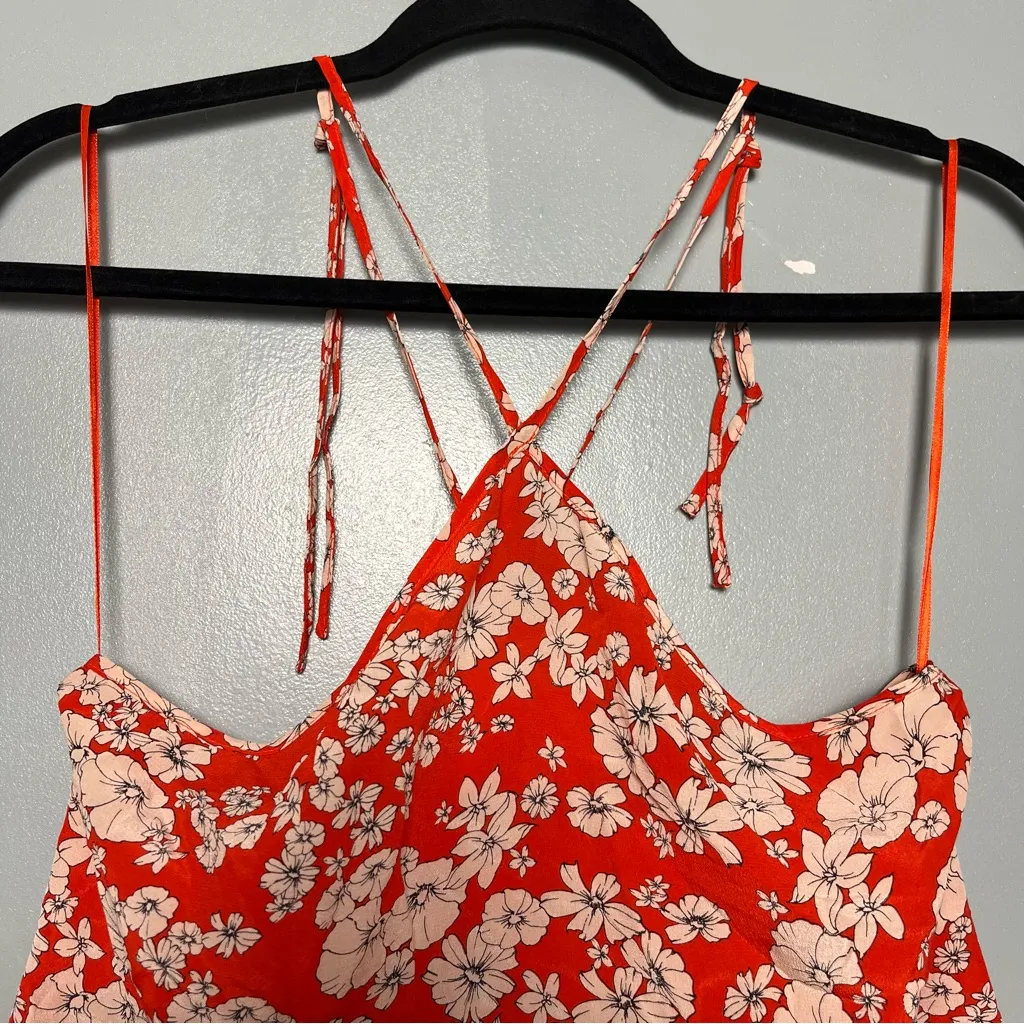 Rebecca Taylor Cherry Blossom Red Floral Silk Halter Top Women’s Size 2 - Image 5
