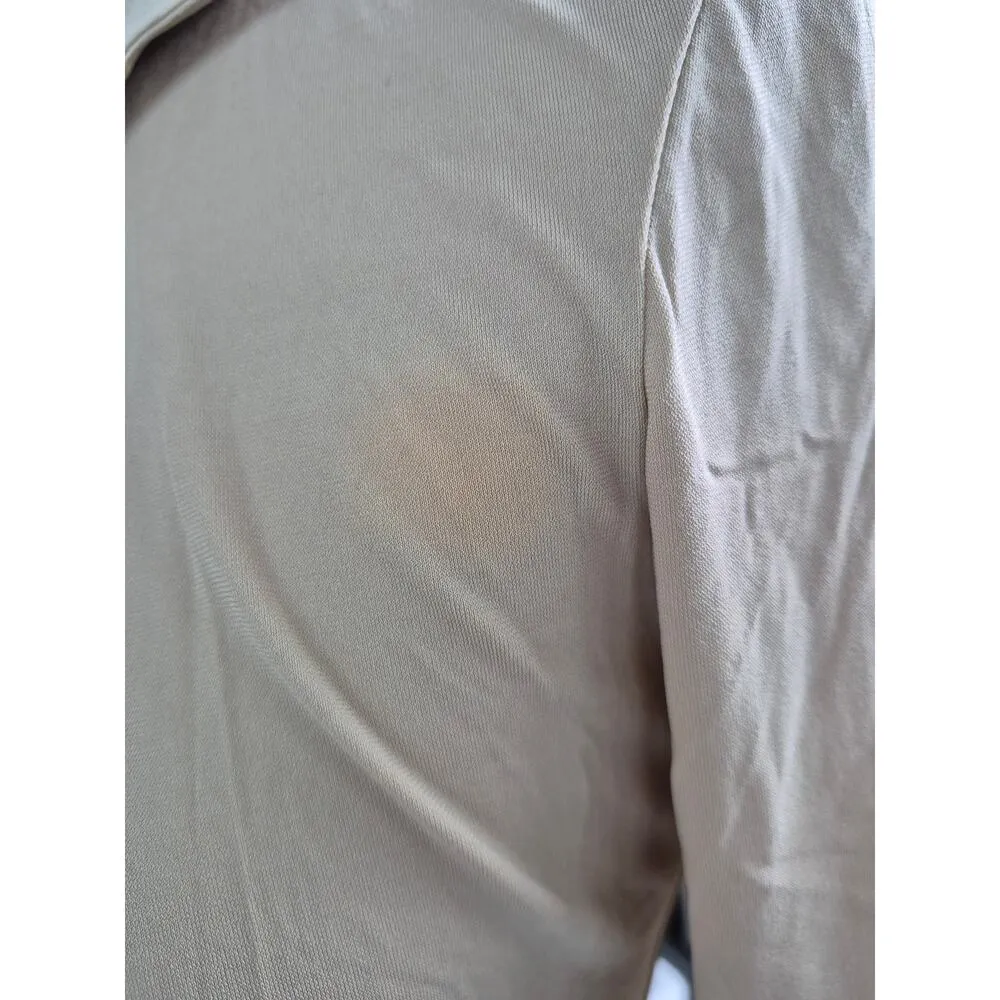 Lafayette NY Viscose Blend Gold Open Shirt Tie Waist Satin Silk Trim Sz S - Image 5