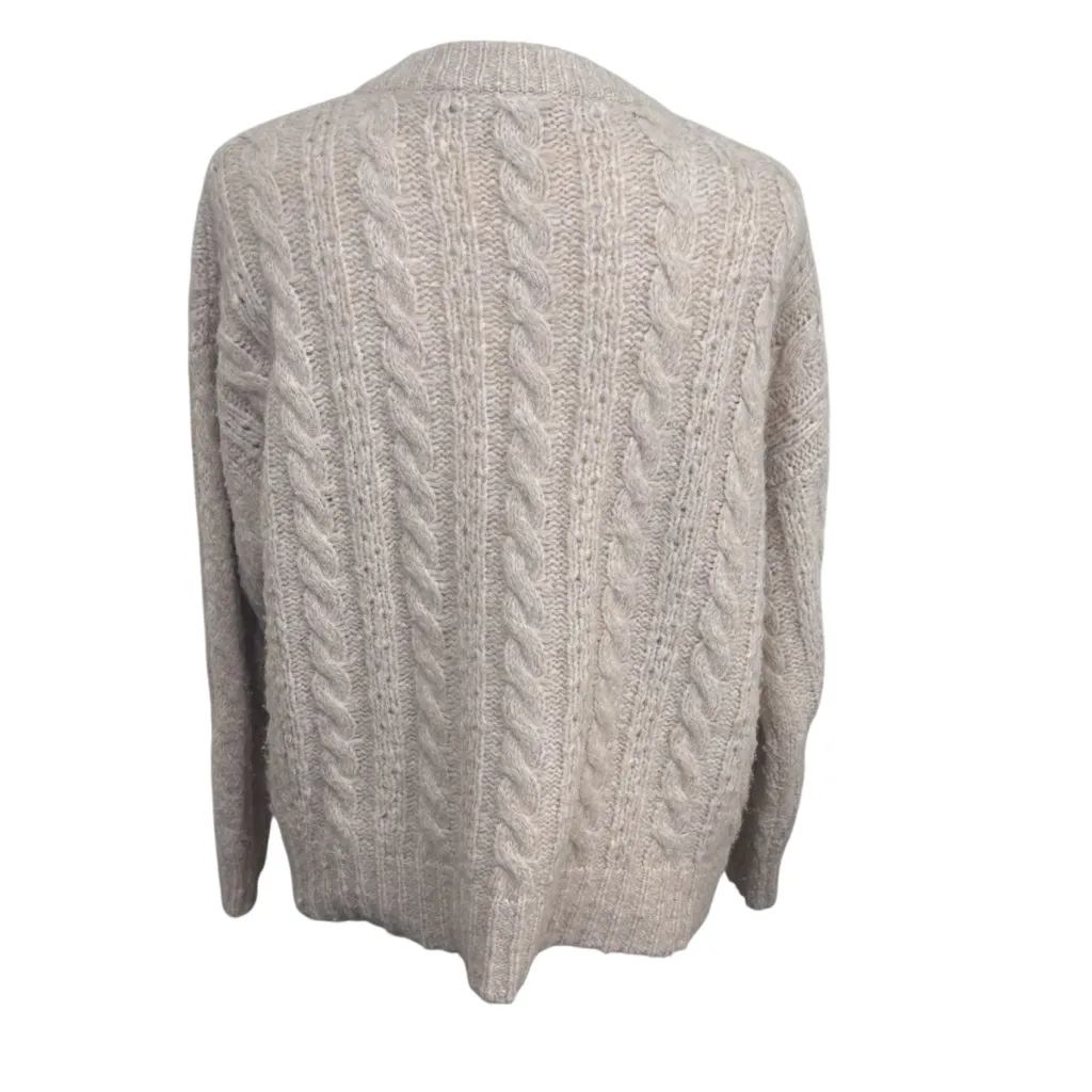 Madewell Oversized Relaxed Fit Chunky Oatmeal Grandpa Cardigan Sweater Small - Image 9