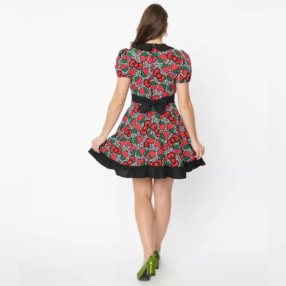 Hello Kitty x Smak Parlour Rare  Limited Edition Mini Strawberry Floral Dress L - Image 5