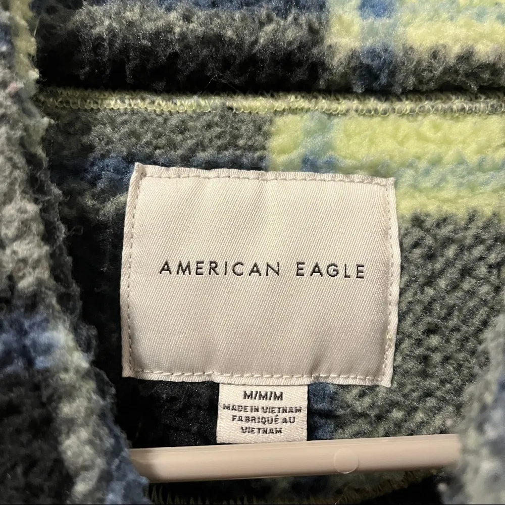 American Eagle Plaid Sherpa Quarterzip - Image 5