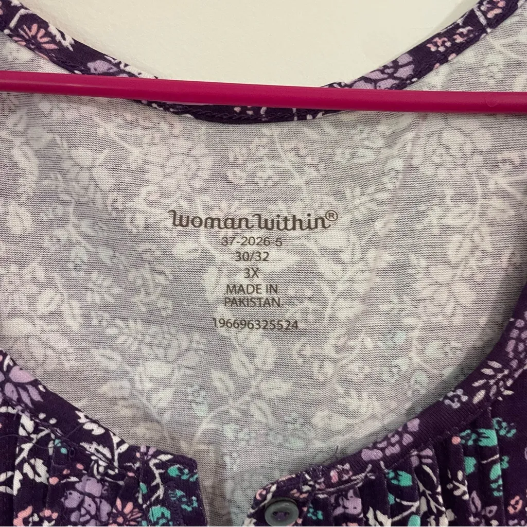 NWT Woman Within Women's Plus Size 7-Day Pintucked Henley Tunic | Size: 3X - Image 5