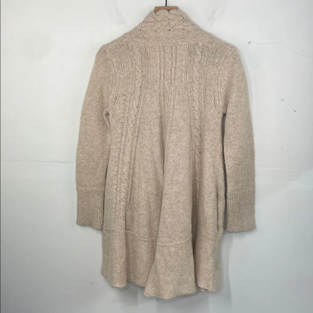 Anthropologie Angel of the North Cable Knit Long Cardigan Sweater Large cream - Image 8