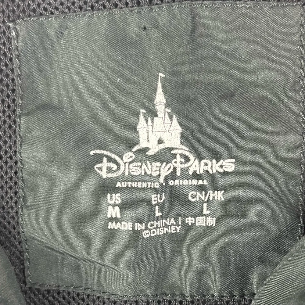 DISNEY PARKS Black Disney World Hoodie Zipper Rain Jacket, Size Medium - Image 3