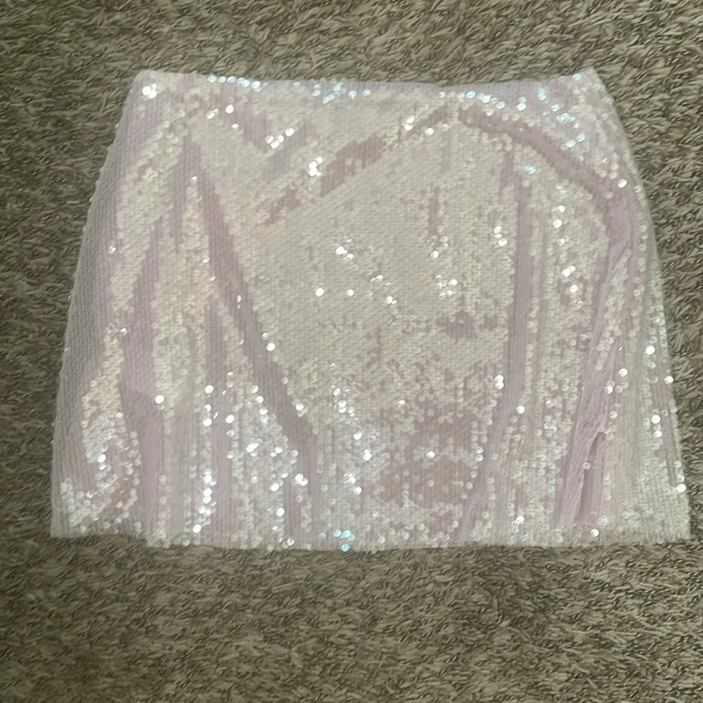 Oh Polly ANYA Sheer Sequin Side Split Mid Rise Mini Skirt in Lilac NEW - Image 10