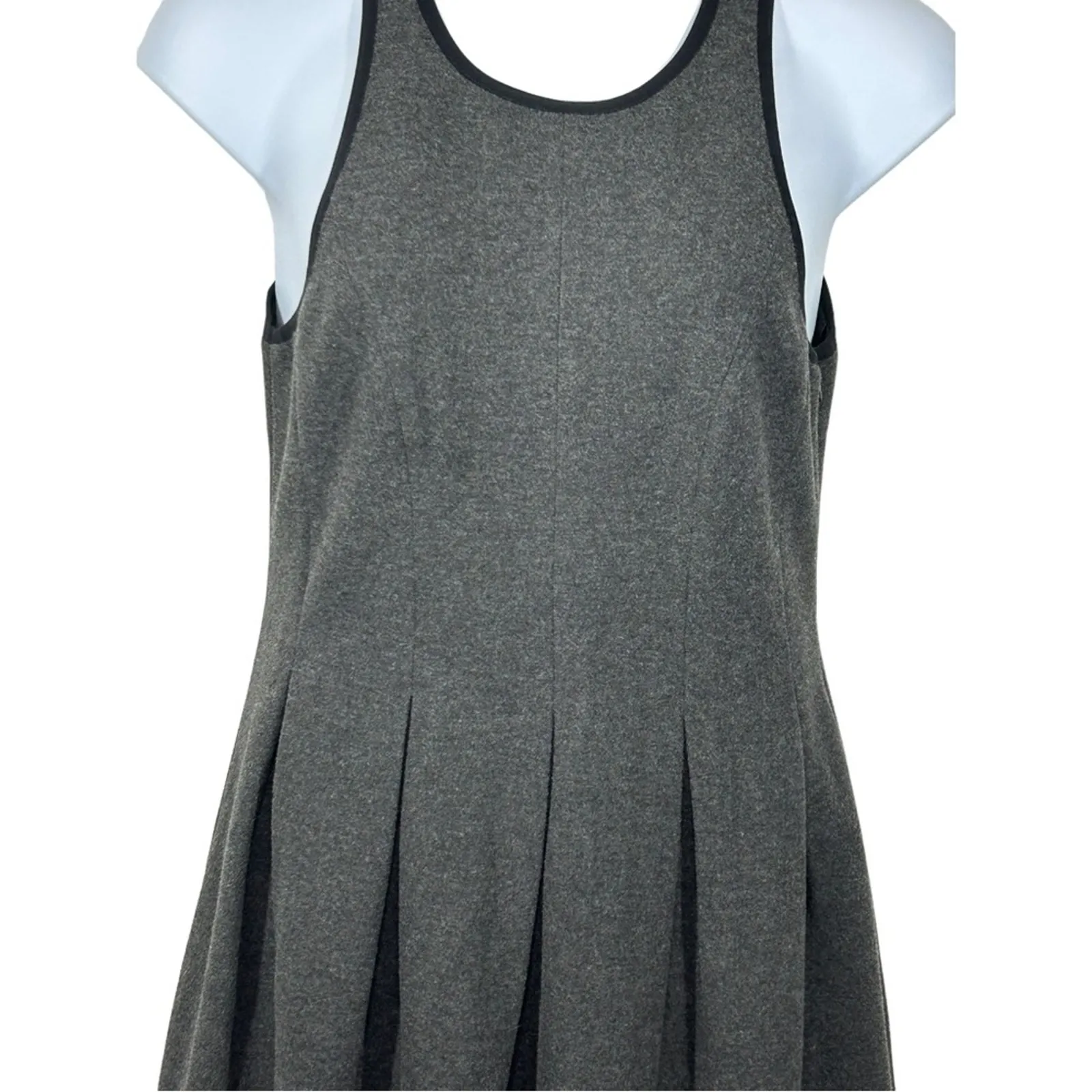 Shades of Grey Anthropologie Pleated Fit & Flare Dress Gray Black Trim 8 NWT - Image 5
