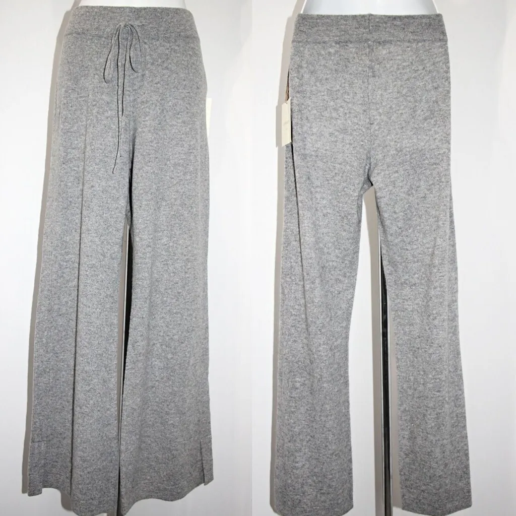 CYNTHIA ROWLEY 100%  2 -PLY Cashmere Side Slits Casual Lounge Pants Grey  Sz‎ S - Image 6
