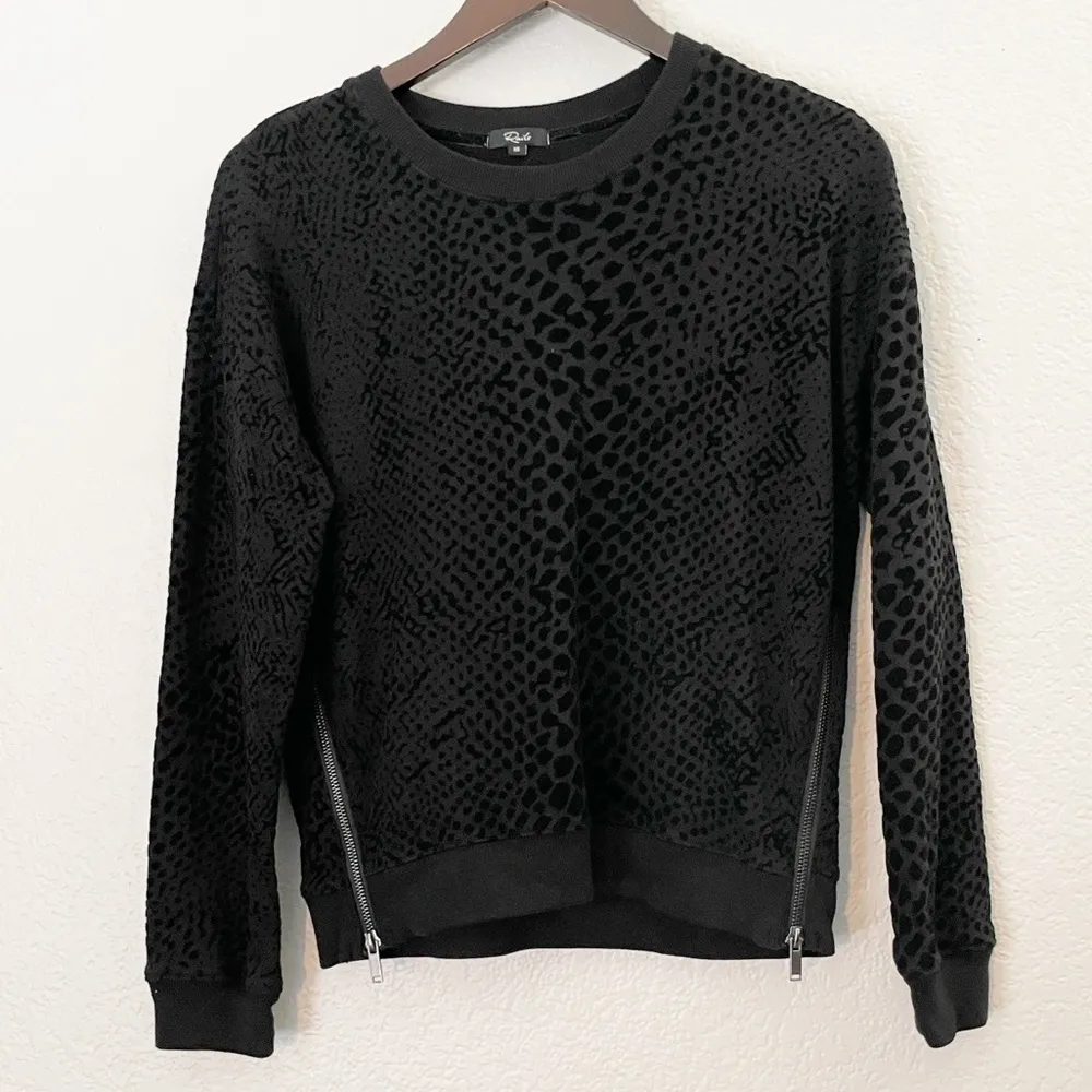 RAILS Marlo Black Flocked Cobra Sweater Zip Sides X-Small - Image 10