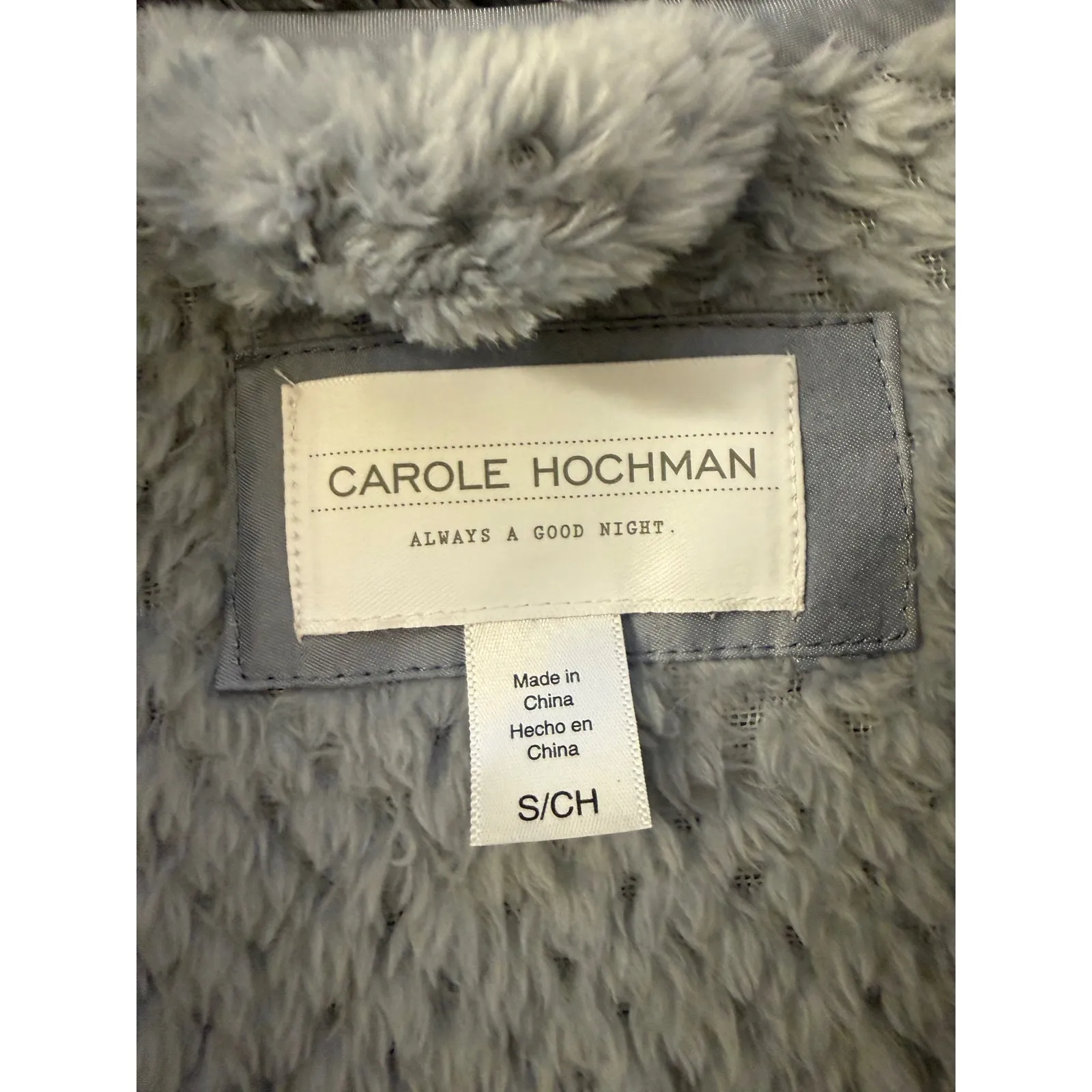 Carole Hochman Womens Plush Robe Gray Textured Shawl Collar Belted Size S/CH - Image 2