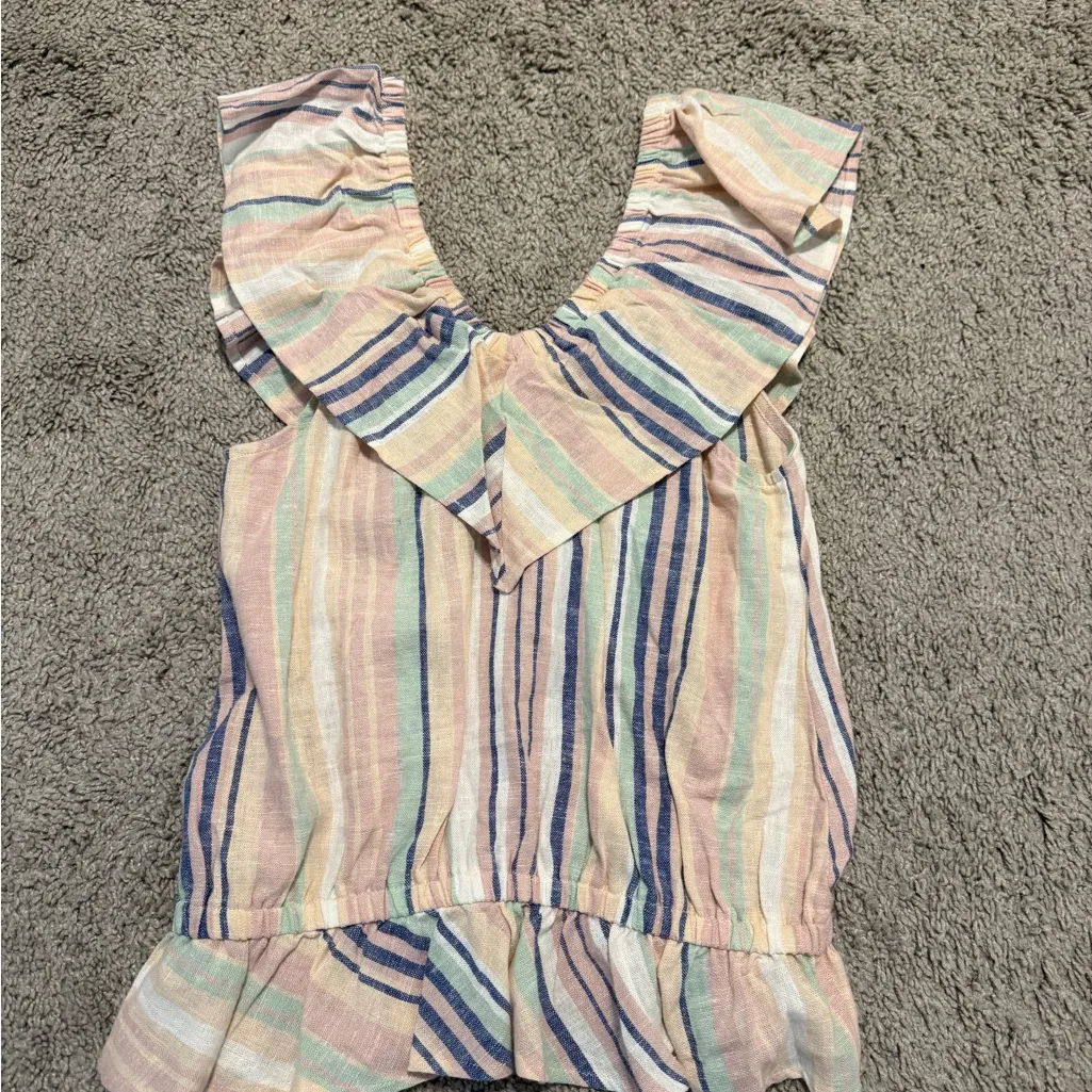 Pastel Striped Ruffle Sleeve Blouse - Image 2