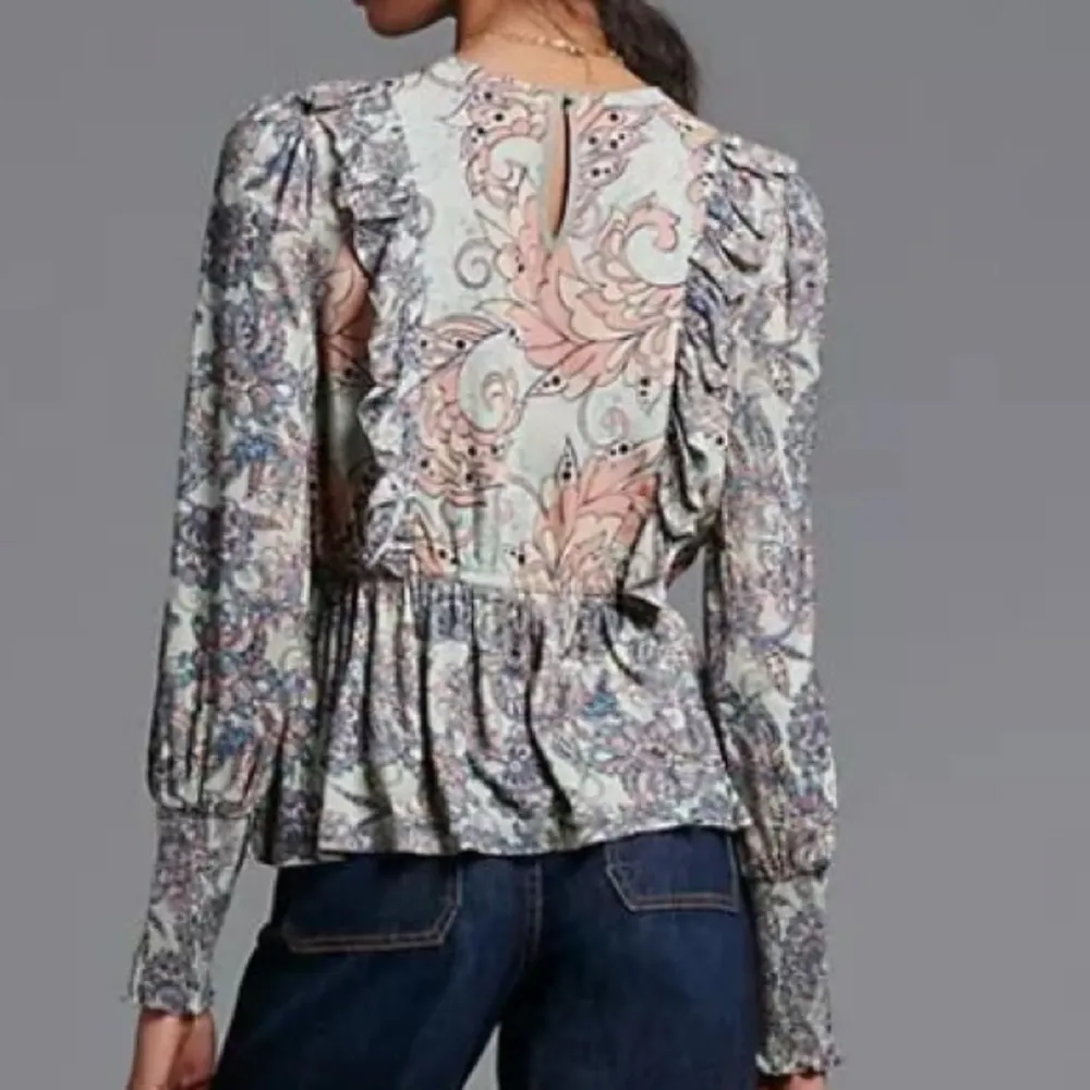 Bl^nk Anthropologie Moira Ruffled Peplum Top - Image 11