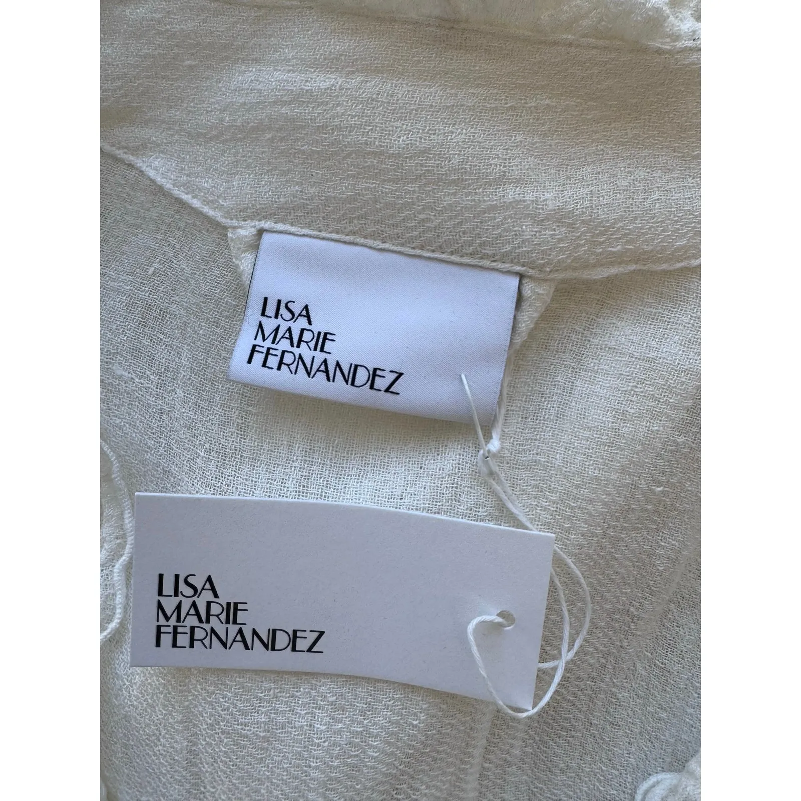 Lisa Marie Fernandez Cream Ruffled Wrap Dress Linen Blend Belted Boho Resort 4 - Image 11