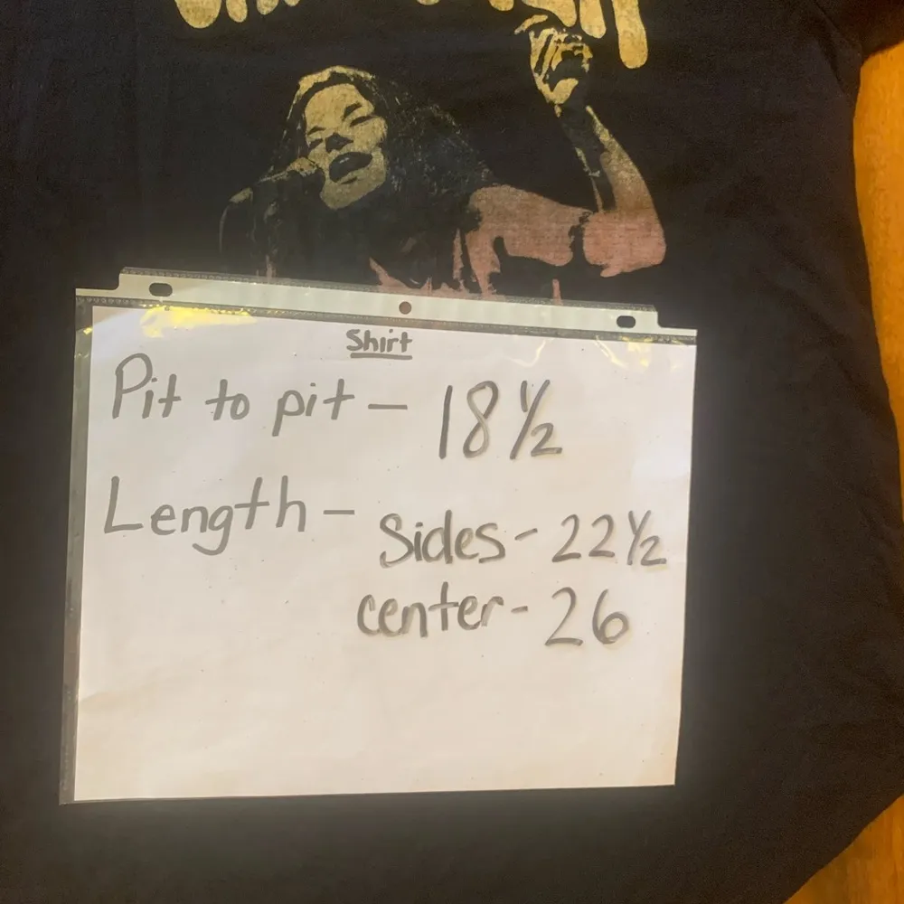 Maurices Janice Joplin T-shirt Small Black with Gold lettering Pic of Janice - Image 5