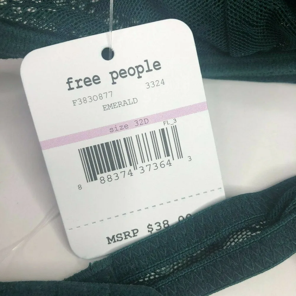 NEW Free People Lace Triangle Underwire Bra Emerald 32D Style F38O877 - Image 6