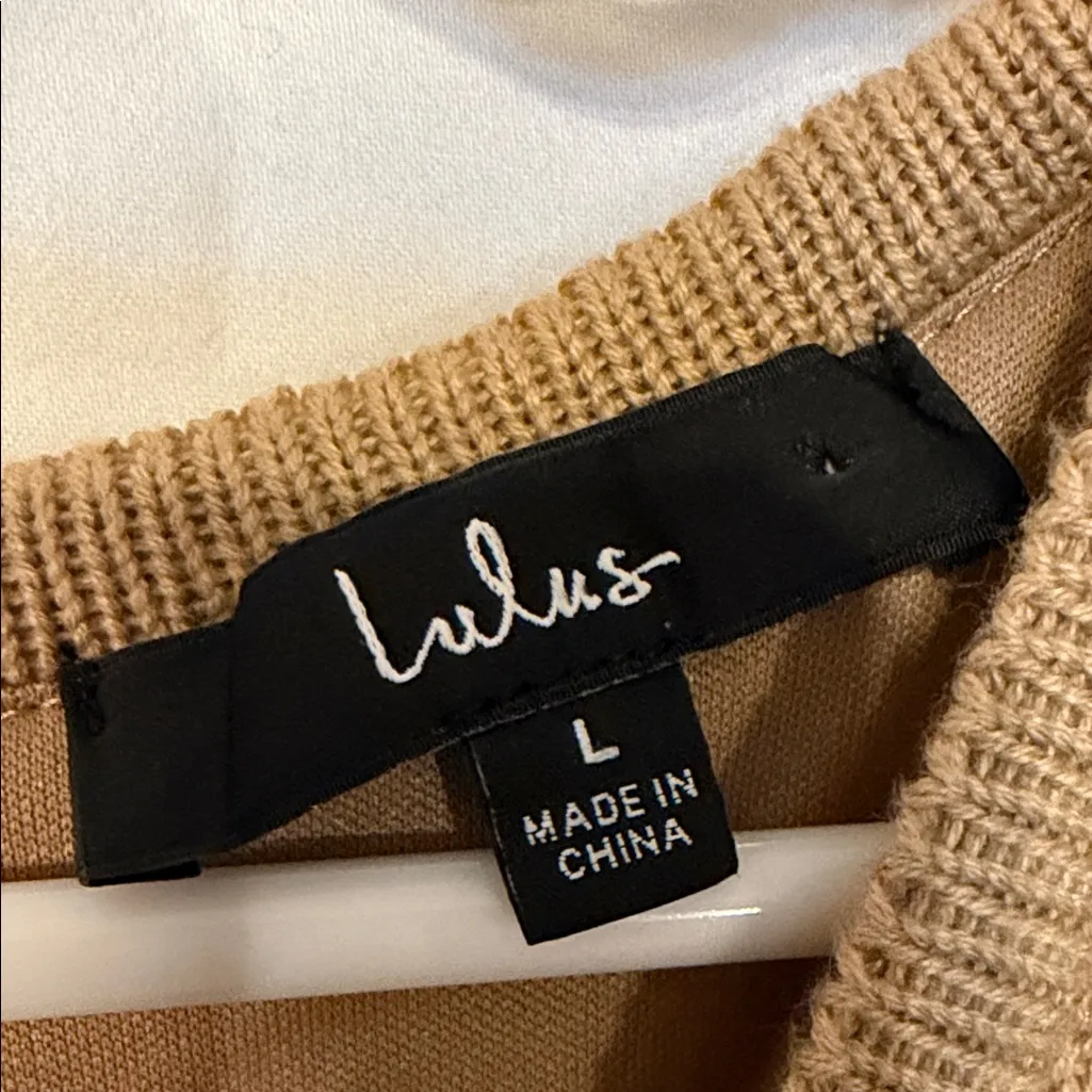 Lulu's Tan Crochet Backless Dress Size L - Image 7