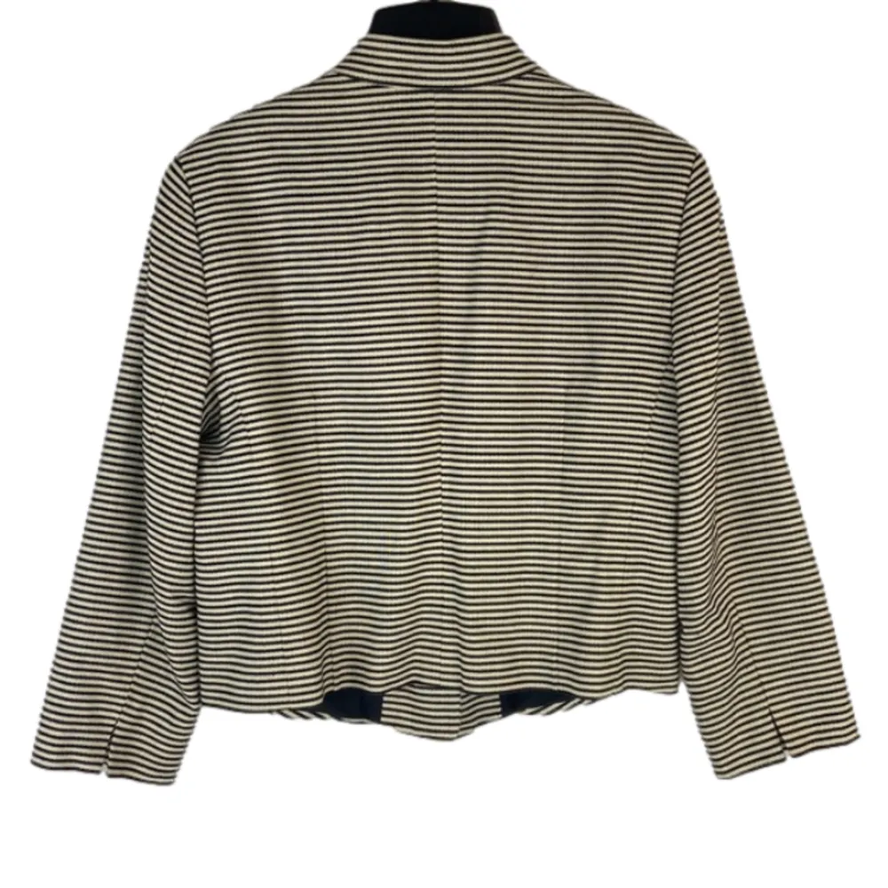 Ann Taylor Factory Black and Taupe Striped Open Front Blazer Size 12 - Image 7