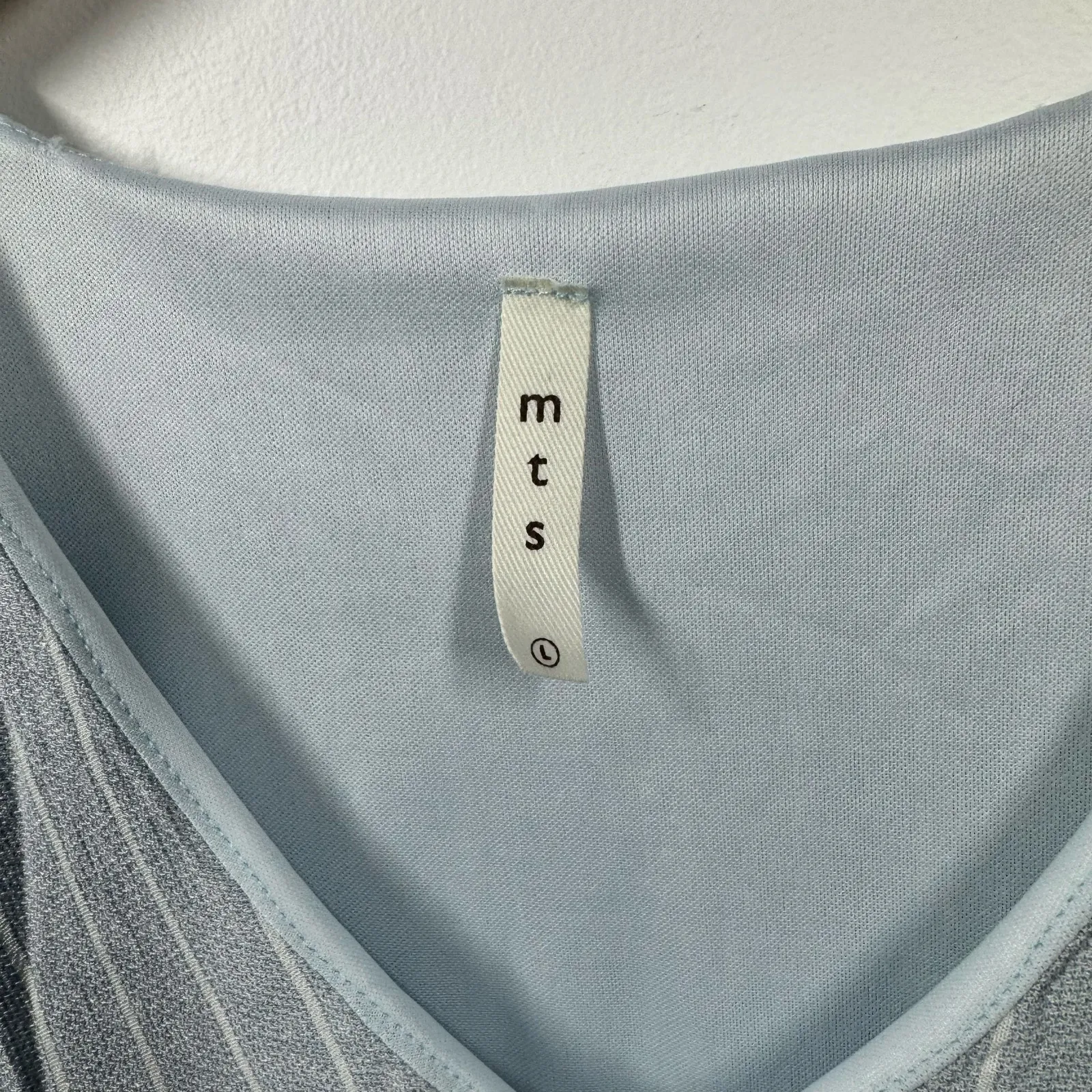 MTS Dress Women Blue White Stripe Lined Shirt Dress Minimal Clean Girl Coastal Size L - Image 4