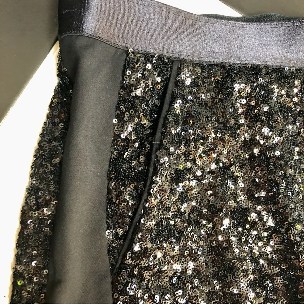 NWT Bailey 44 Coco Sequin Trousers Pants Sparkly Black Satin Ankle Crop Medium - Image 10