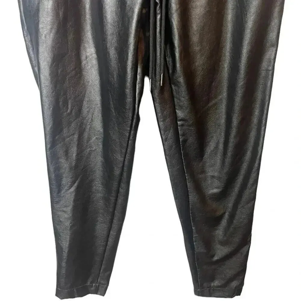 21 Saints Women’s Sz XS Faux Leather Jogger Pants Black High Rise - Image 5