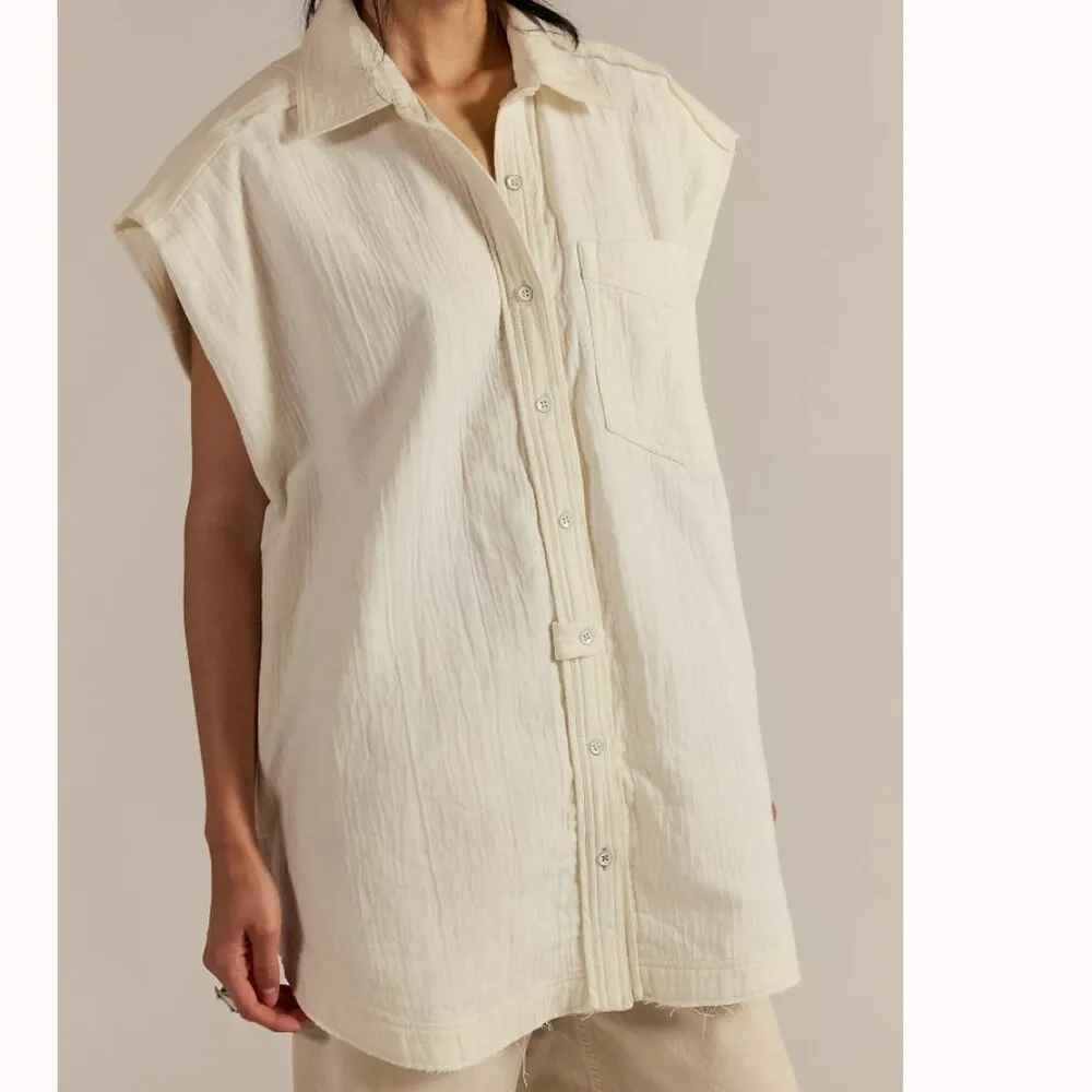 #57 NWT Free People Buddy Muscle Shirt in Clean Ivory - Image 2