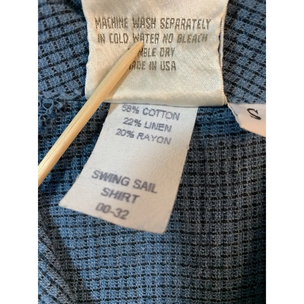 Mill Valley Clothing Company Swing Sail Shirt Womens Small Linen Blend Lagenlook Blue - Image 6