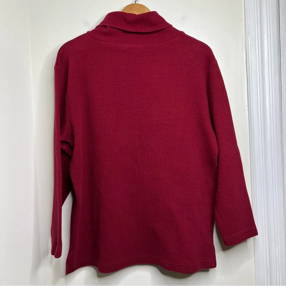 VTG Jenny Buchanan Maroon Ribbed Slouchy Turtleneck Top Women’s Large Oversized - Image 3