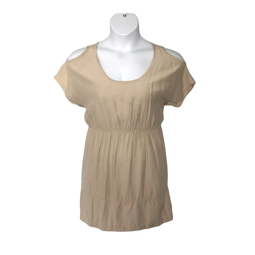 Urban Outfitters Silence + Noise Cold Shoulder Mini Dress Tan XS - Image 3