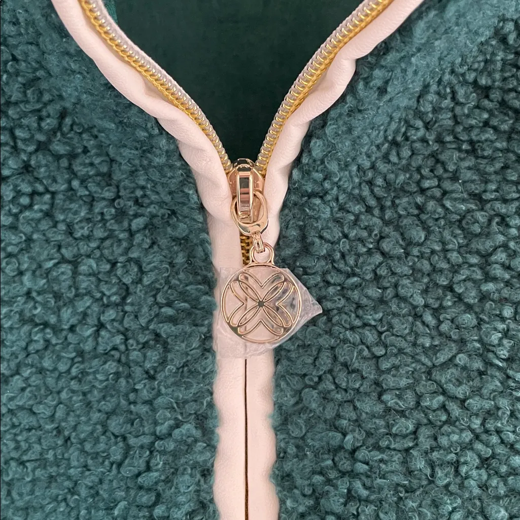 LILLY PULITZER Soreen Sherpa Popover Relaxed Fit Emerald Green Size M NWOT - Image 5