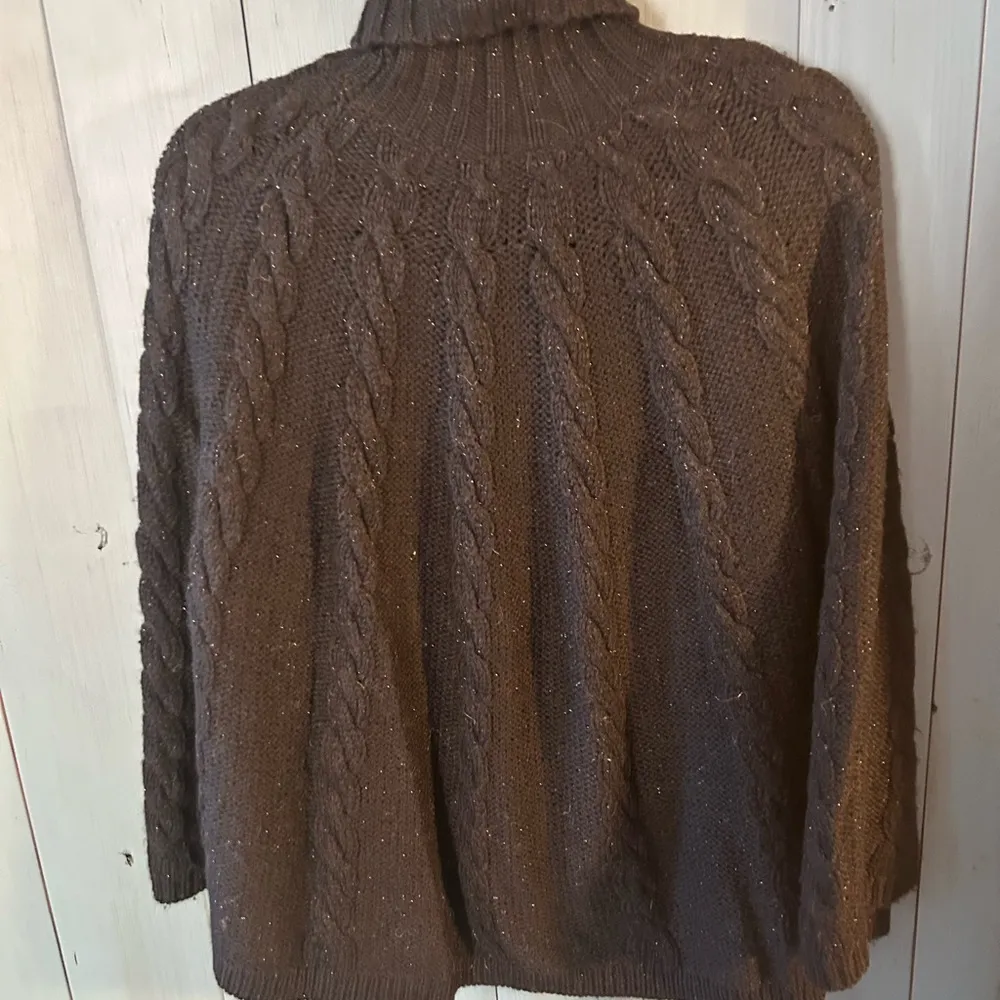 INC International Concepts Sweater Knit Black Poncho, Size S/M - Image 2