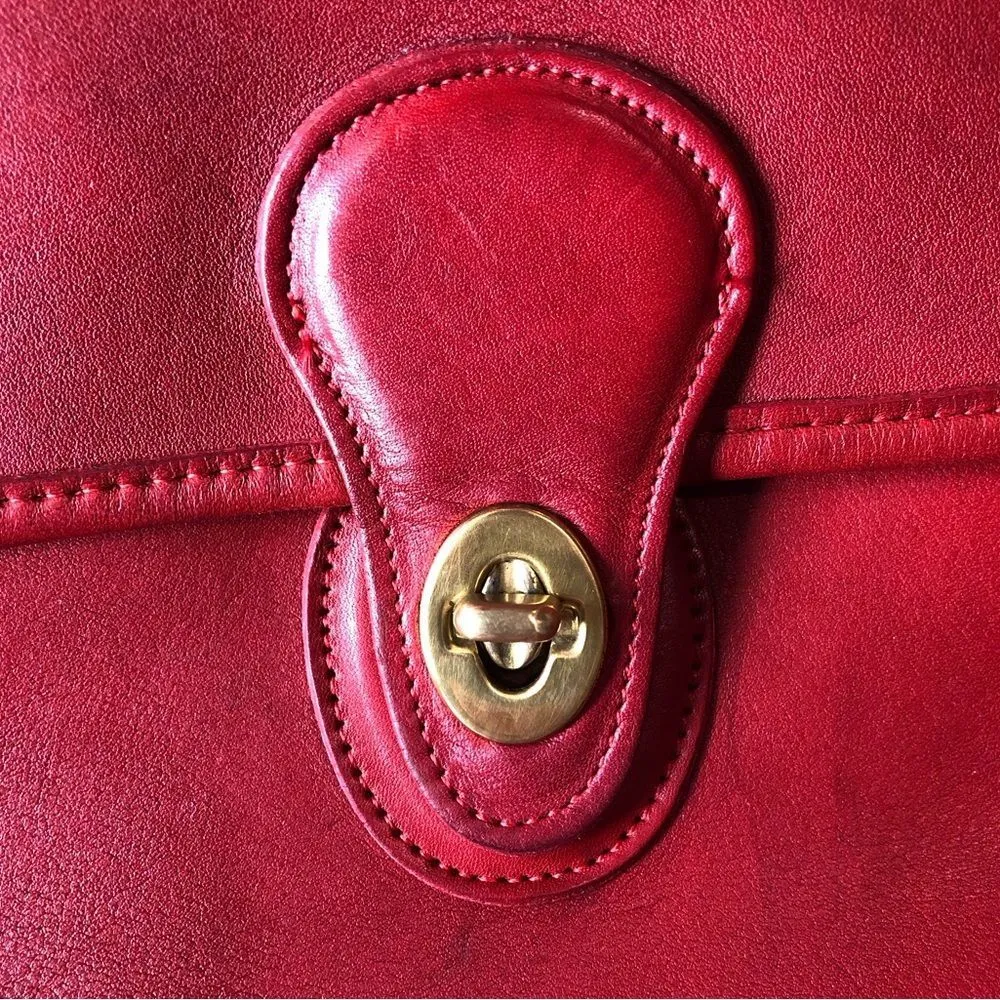 Vintage COACH Willis Red Glove Tanned Leather Turn Lock Satchel 9927 USA COA - Image 9