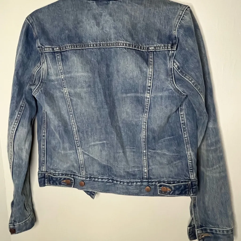 Gap 1969 Distressed Denim Trucker Jacket Unique Custom Patchwork Women’s Size XS - Image 5