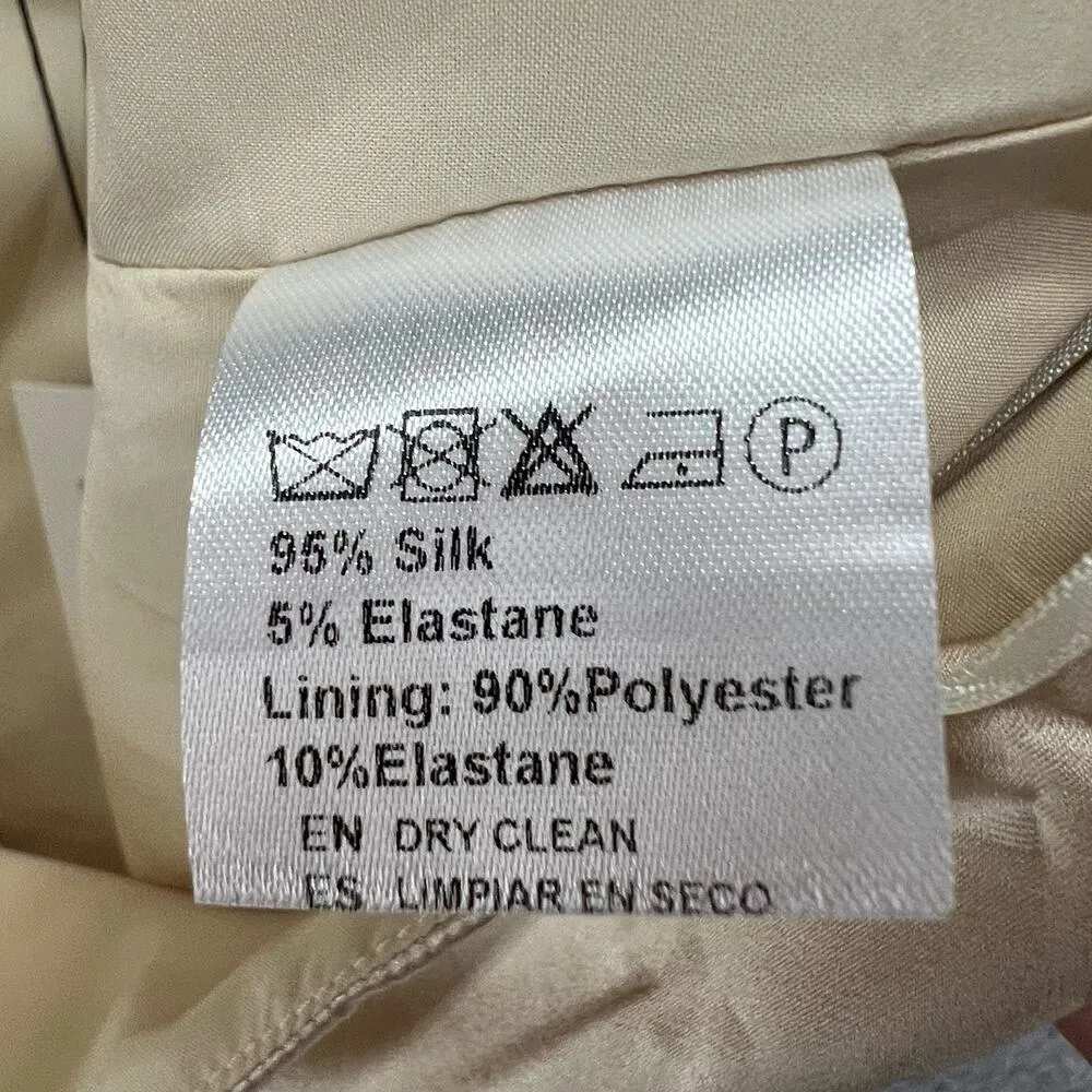 Mother Of All Revolve Mini Skirt Womens XL Beige Berri Luxe Silk Slit Edgy Mod - Image 11