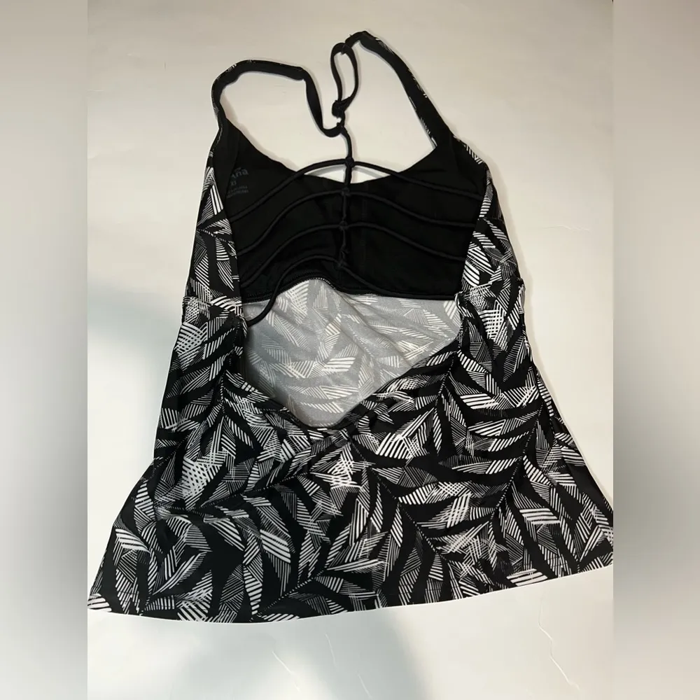 PRANA Margot Tankini Swimsuit Top Black White XS - Image 100
