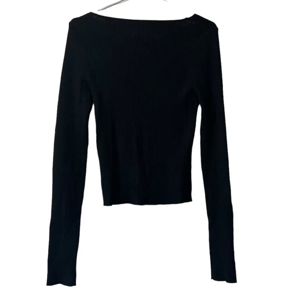 Olive + Oak‎ Women's Black Long Sleeve Pullover Knit Sweater Size Medium Classic - Image 2