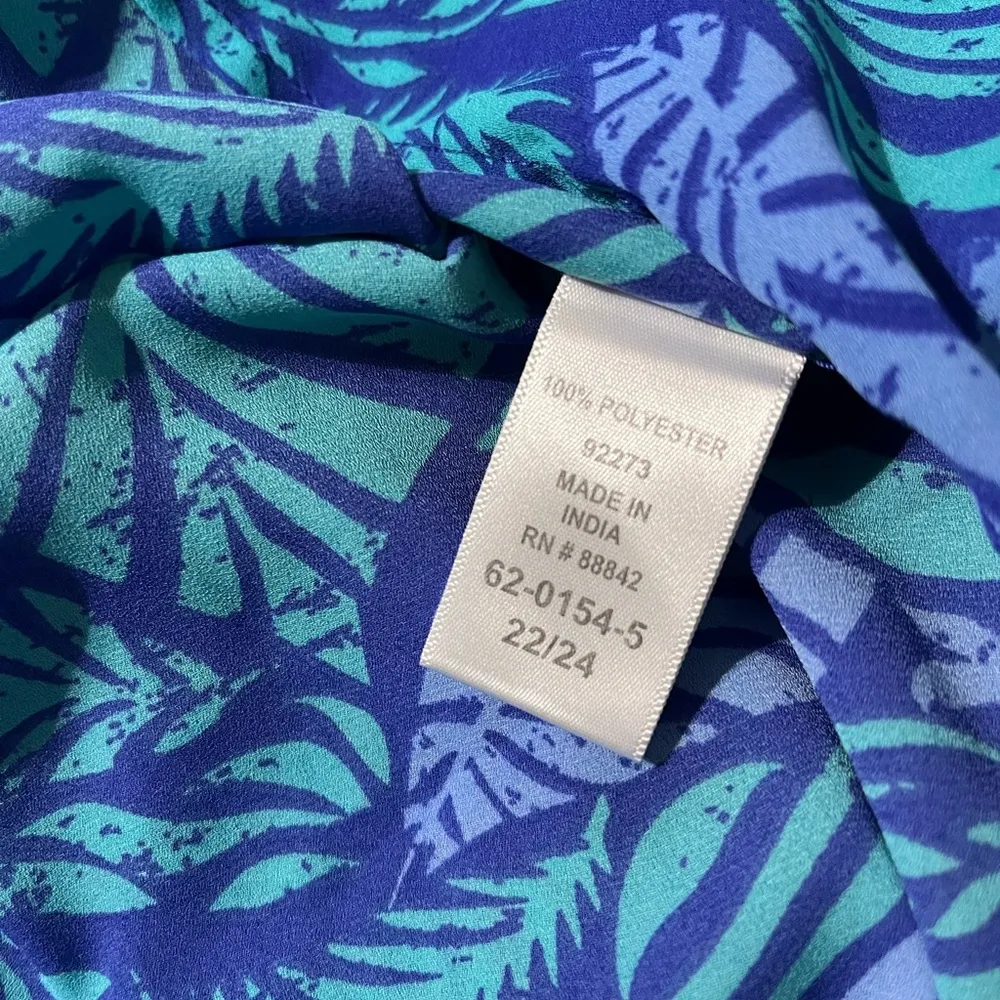 Swimsuits for All Leaf Beach Coverup Caftan Size 22/24 Blue - Image 4