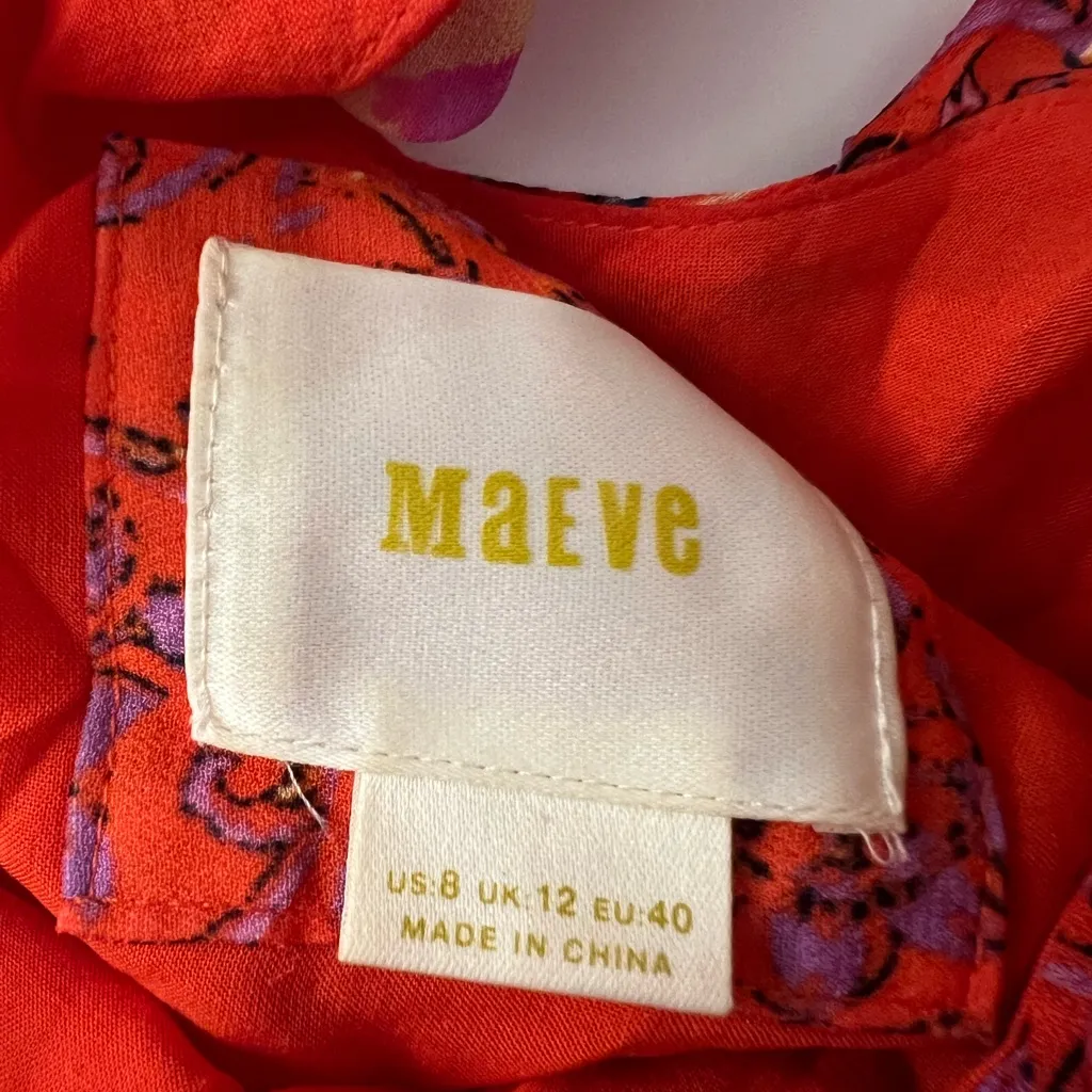 Anthropologie Maeve Floral Grecia Midi Dress Asymmetric Fairy handkerchief gypsy Orange Size 8 - Image 7