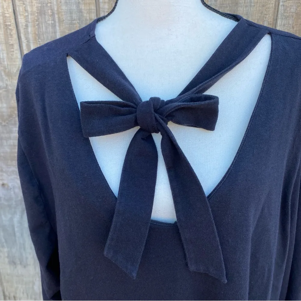 Lane Bryant Black Long Sleeve Neck Tie Blouse Size 22W - Image 2