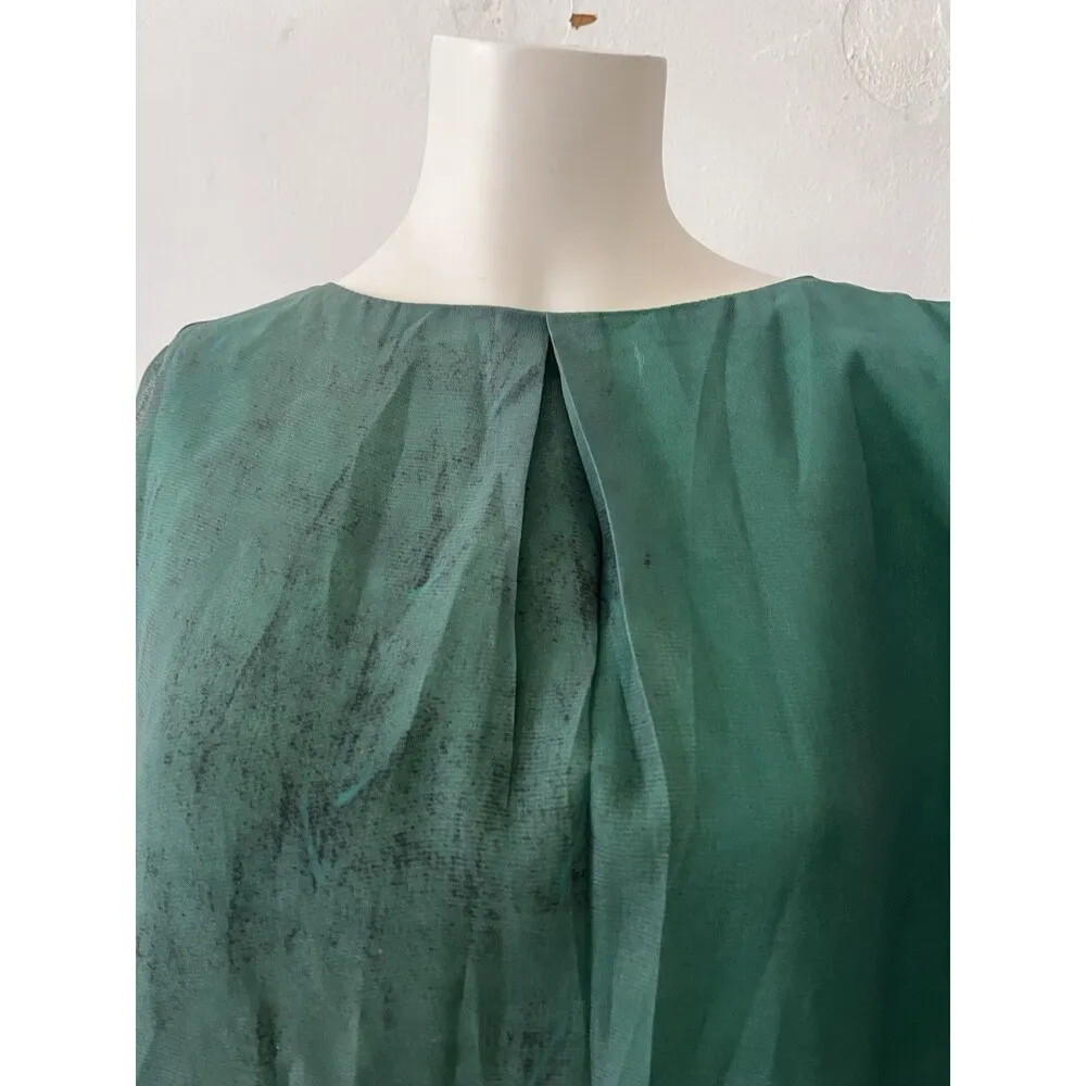 Nwt Silk Green Garden 2xl Floral Kaftan shift Dress Bluejay Forest Short Sleeve Size undefined - Image 3