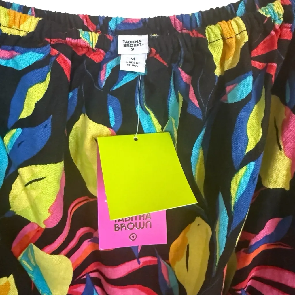 NWT Tabitha Brown x Target Lemon Print Bardot Top Women’s Size Medium Black - Image 4