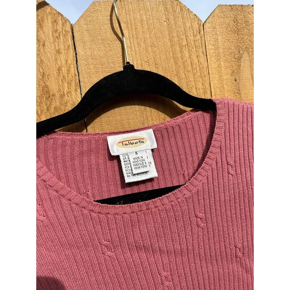 Talbots Sweater Short Sleeve‎ Size Small Dusty Pink Top Preppy Knit Spring - Image 7