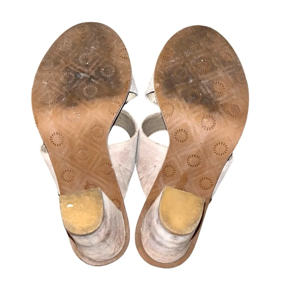 UGG CELIA CANVAS SUEDE 4" STACKED LEATHER HEELs - Image 3