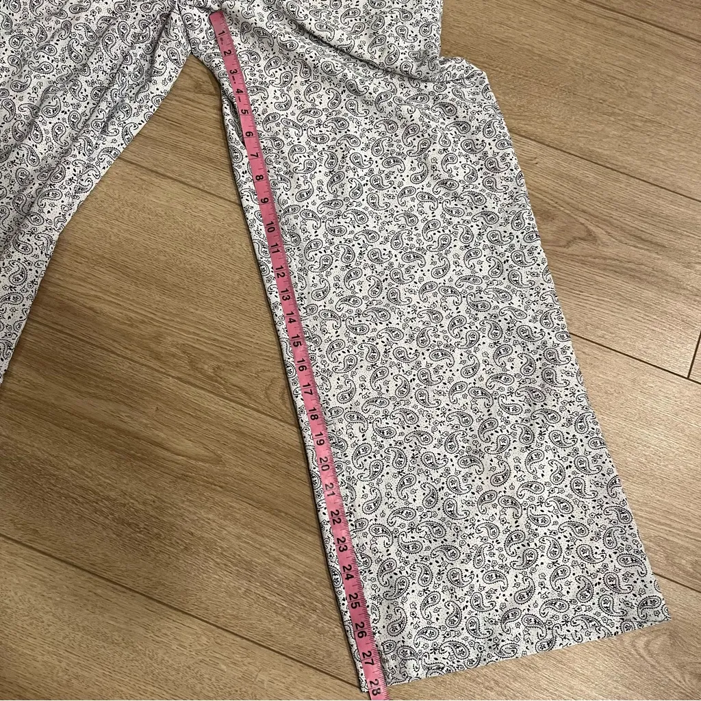 Annorlunda Blue White Paisley High Waisted Wide Leg Bandana Print Pant Size 6 - Image 11