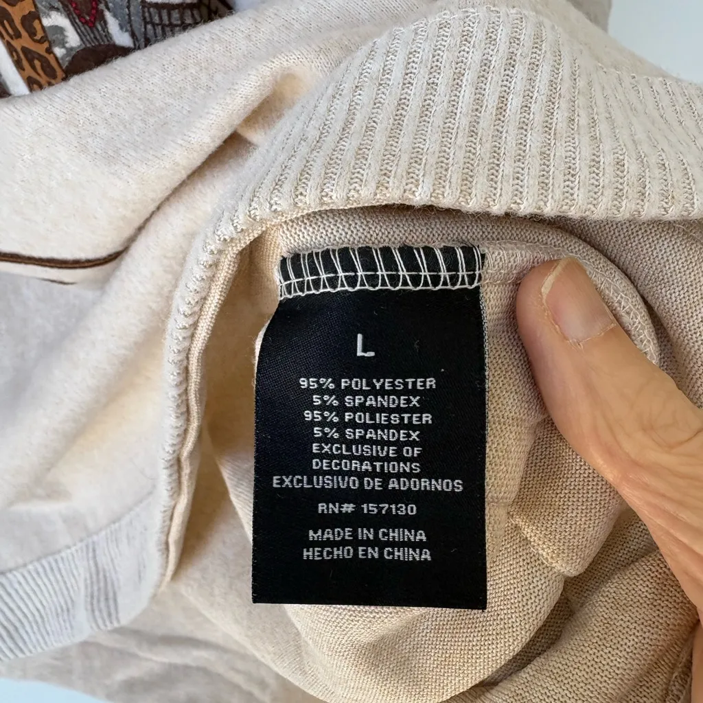 Colortree Paris Skyline Eiffel Tower Embellished Sweater Beige Cream Size L Size L - Image 4