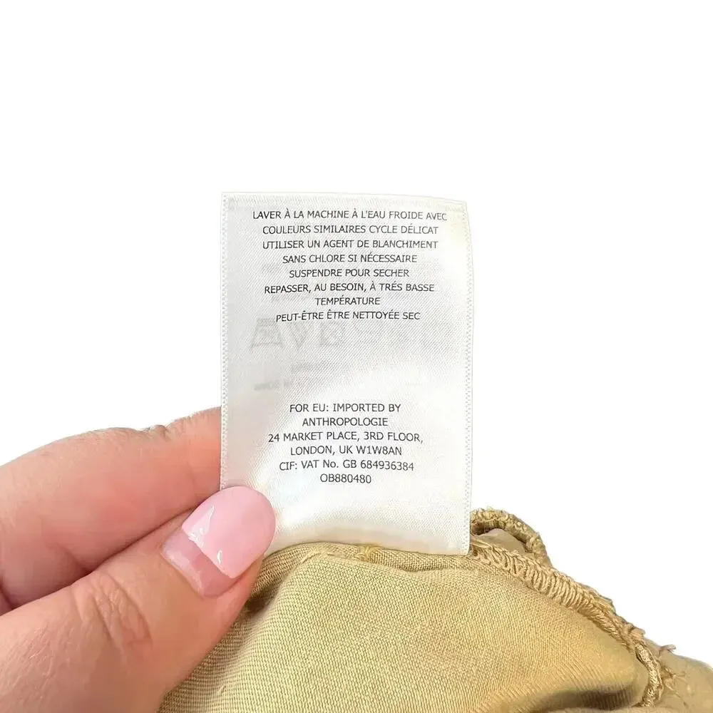 Anthropologie Blythe Wide-Leg Paperbag Pants Trouser Belted Khaki Tan Size US 14 - Image 12