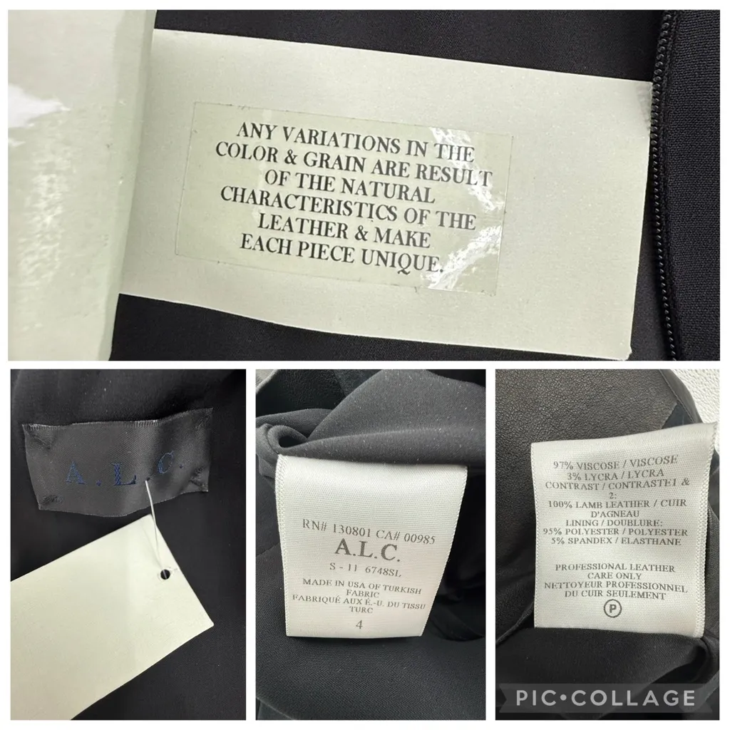 A.L.C. Leather Suede Patchwork Sheath Dress Black Navy Blue Women’s Size 4 NEW - Image 11