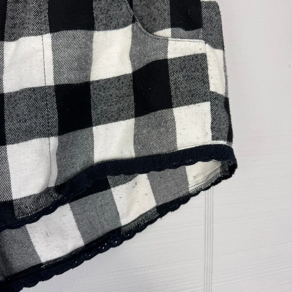 Free Press Black White Gingham Shorts Oversized Button Up Shirt Pajama Set Sleep - Image 4