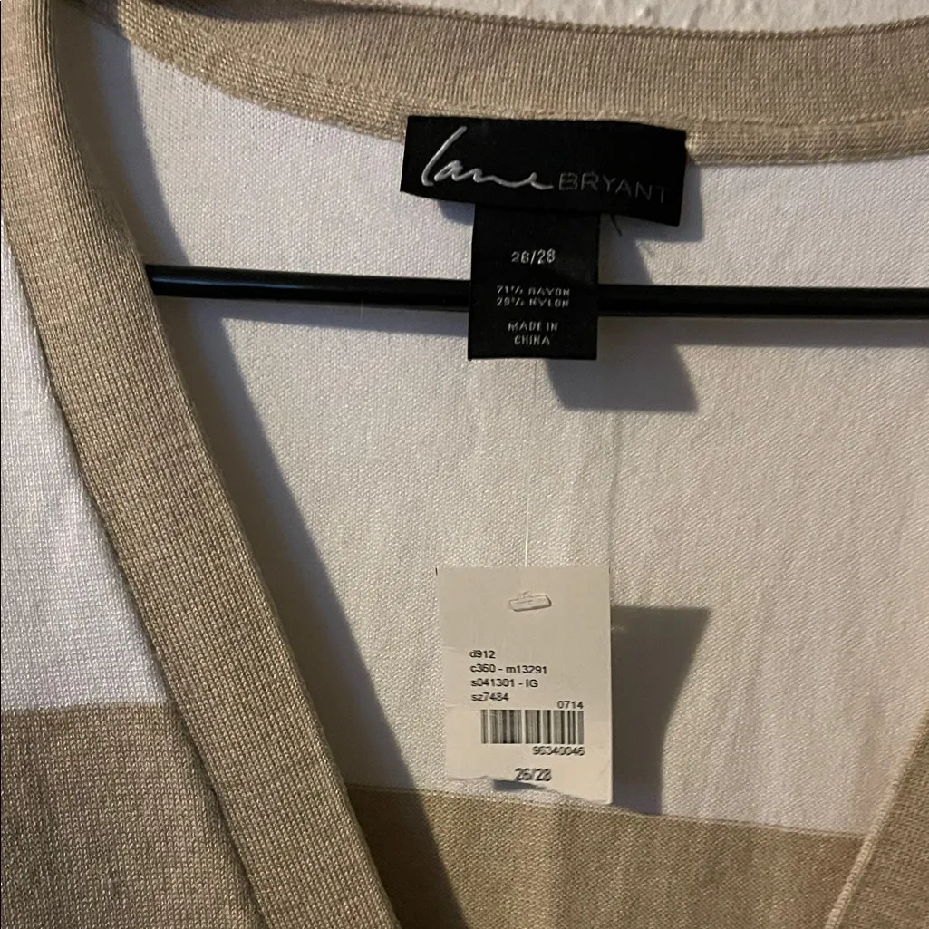 Lane Bryant  Tan and White Cardigan - Image 4