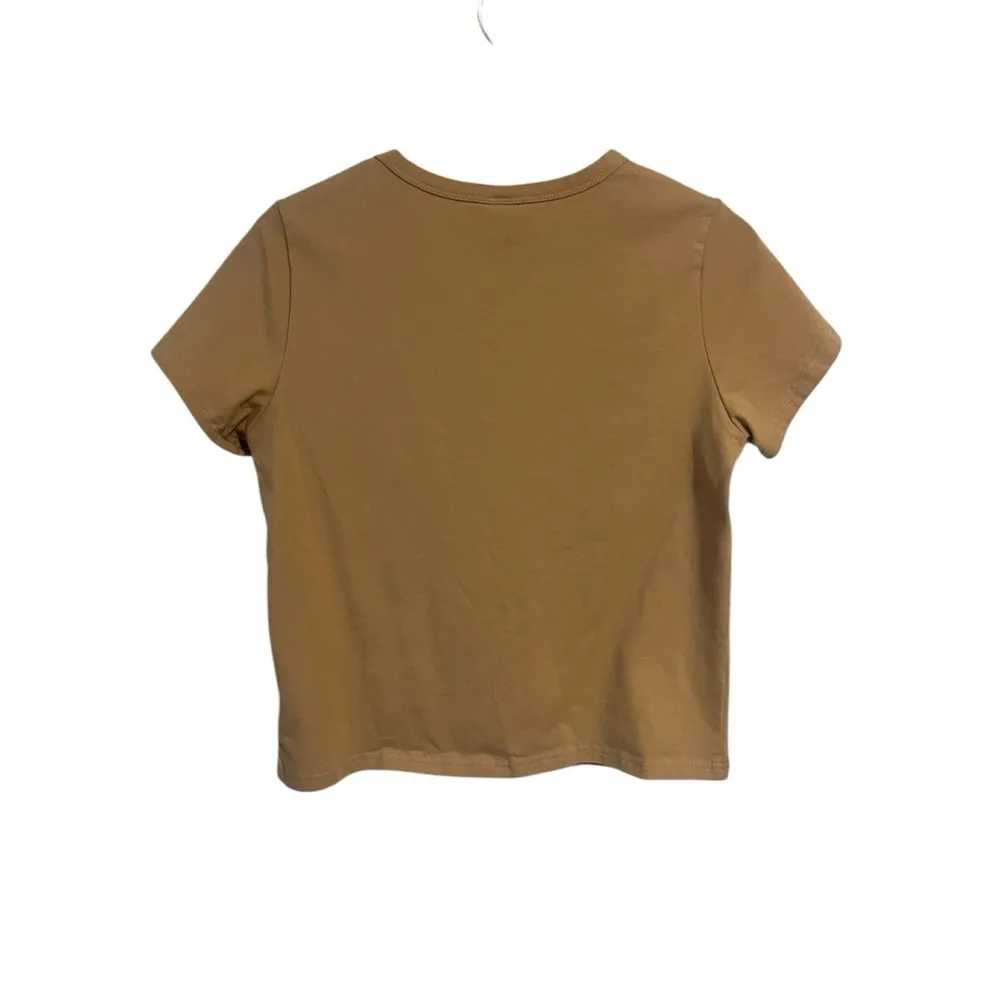 Dazy T Shirt Womens L Brown Cropped Short Sleeve Tee Pullover Top Heart Logo NWT Size L - Image 9