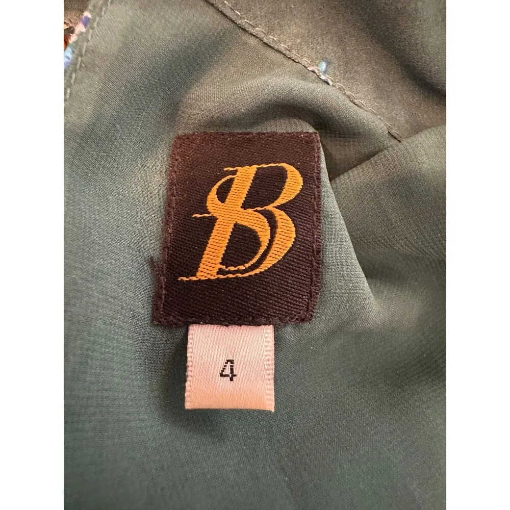 Anthropologie B Turquoise & Gold Accent Dress Size 4 - Image 5