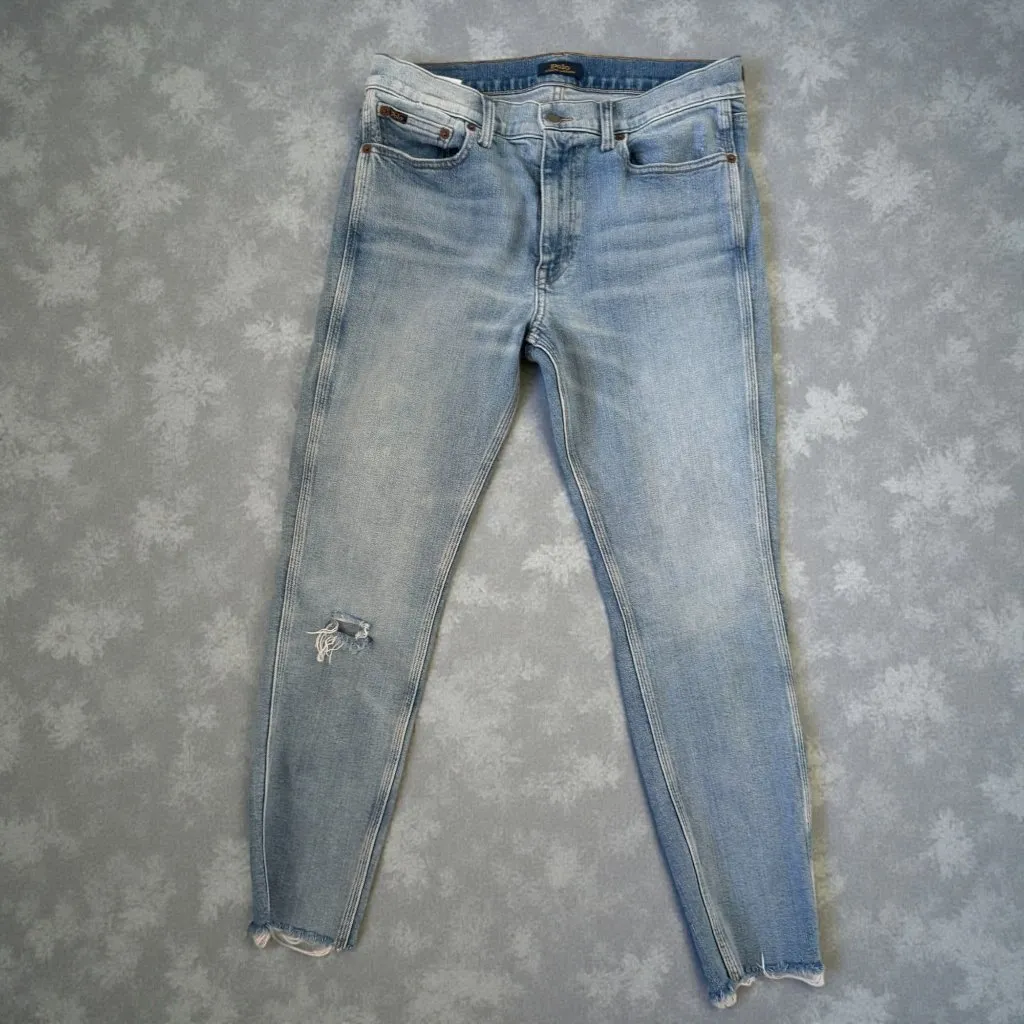 POLO Ralph Lauren Tompkins Mid Rise Distressed Skinny Jeans Size 30 - Image 2
